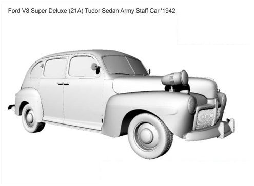3D printable model – Ford V8 Super Deluxe Tudor Sedan Army Staff Car 1942