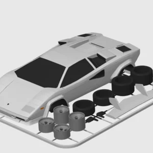 3D printable model  –  Lamborghini Countach Kit Card complete