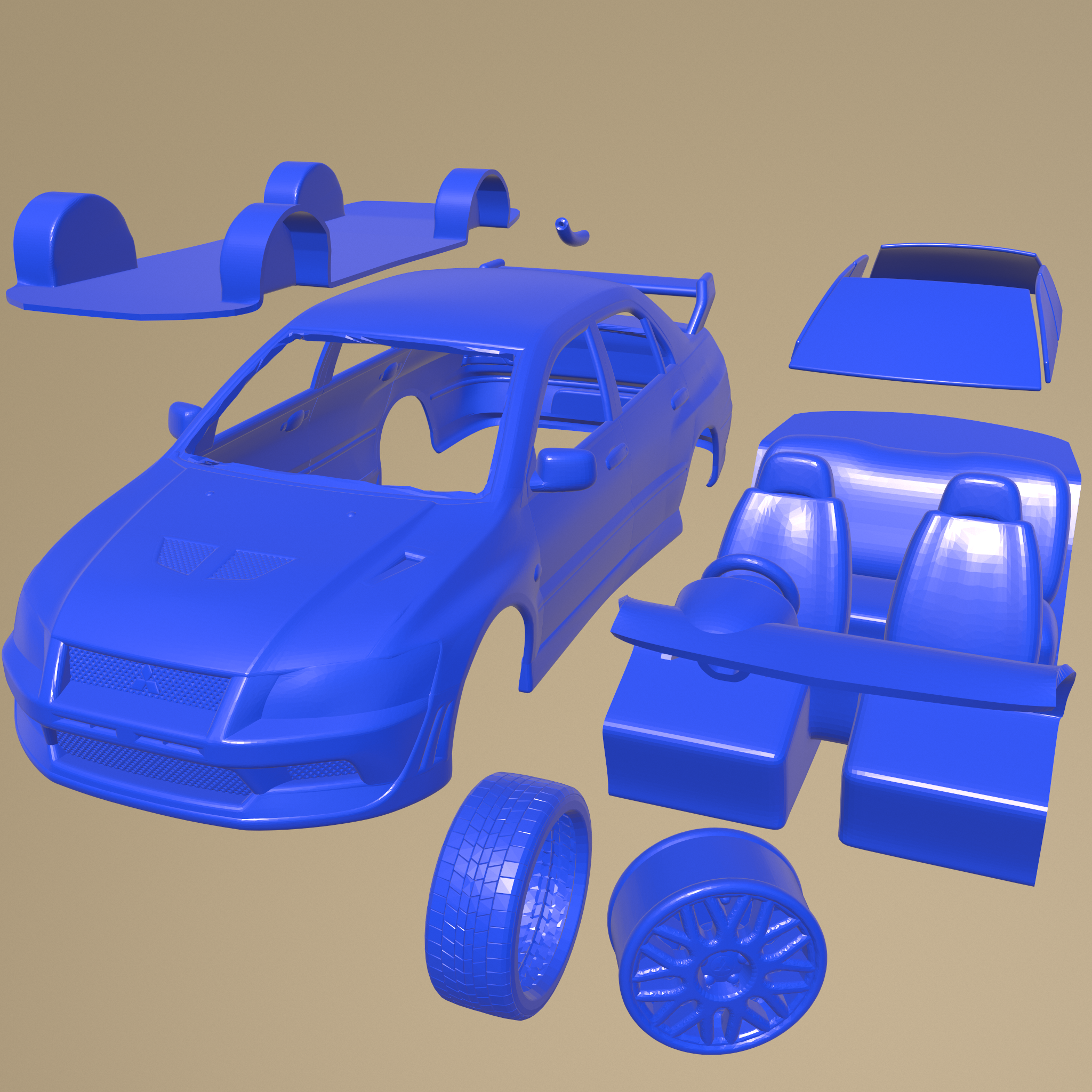 3D printable model  –  Mitsubishi Lancer Evolution 7 2001