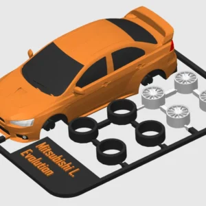 3D printable model  –  Mitsubishi Lancer Evolution kit-card-model