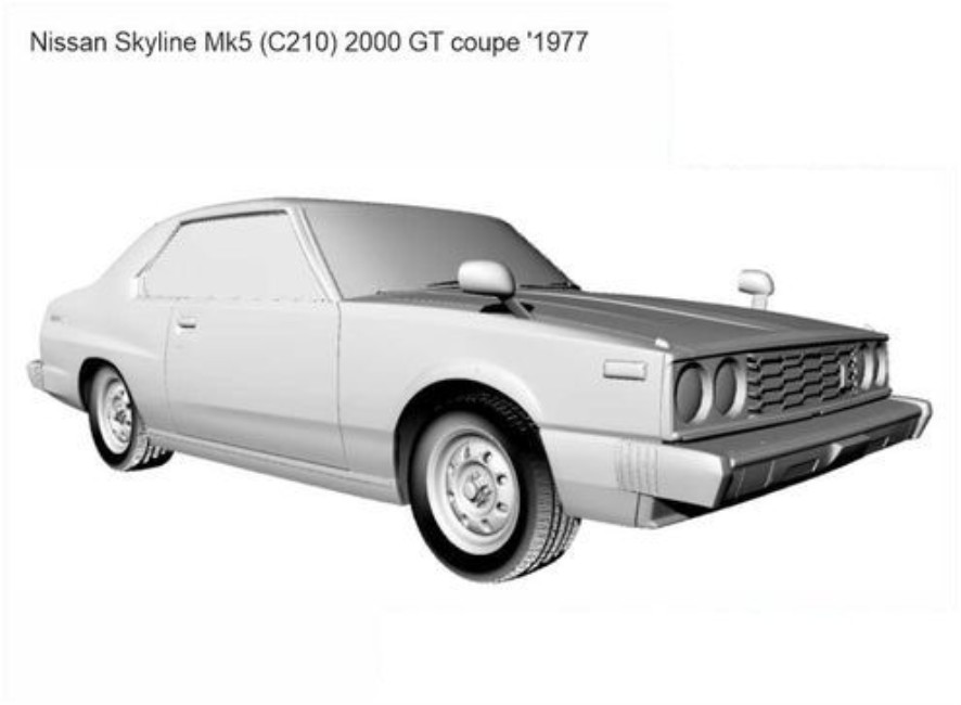 3D printable model  –  Nissan Skyline (C210) GT Coupe 1977
